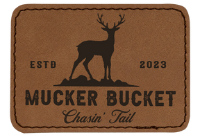 mucker bucket - chasin' tail suede patch detail