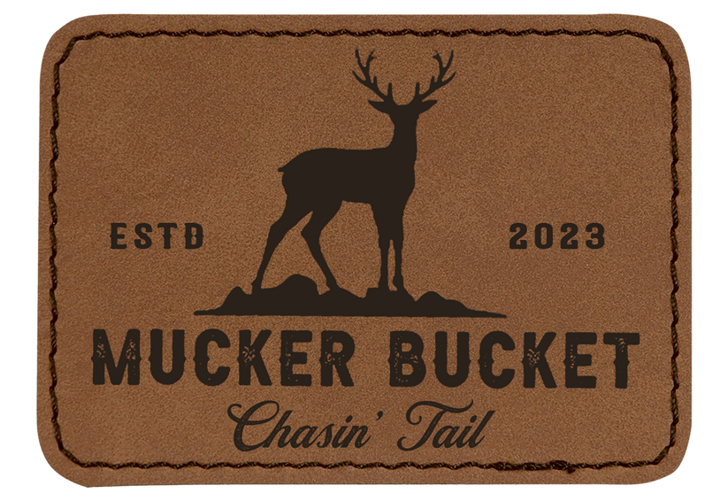 mucker bucket - chasin' tail suede patch detail