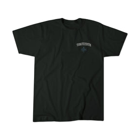 The Ten Commandments Premium Tee by 13th is a black short-sleeve shirt featuring small white "THIRTEEN" and "13 H" text in a stylized font on the upper left chest, displayed on a plain white background.