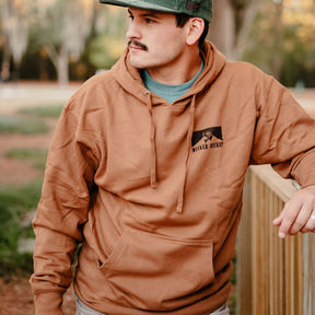 mucker bucket - biggun premium hoodie front on model