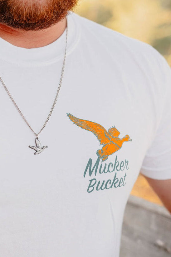 mucker bucket - vintage duck premium t-shirt front on model