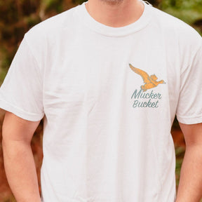 mucker bucket - vintage duck premium tee front on model