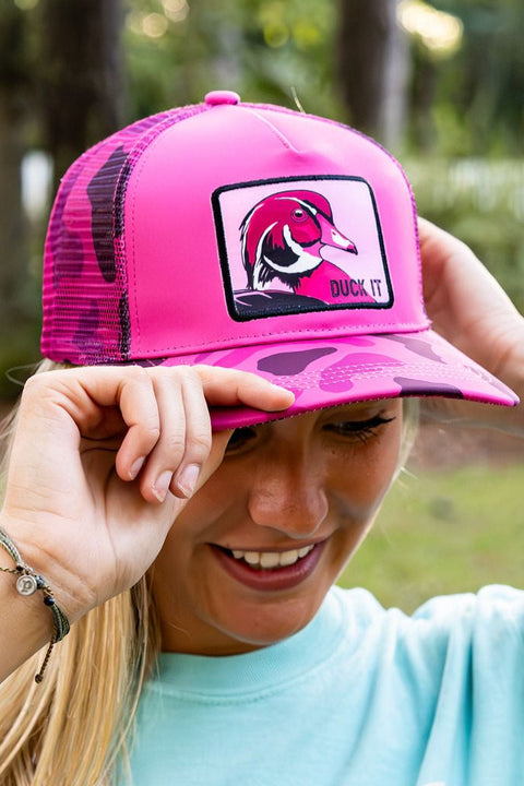 "Duck It' Pink Camo Trucker Bucket