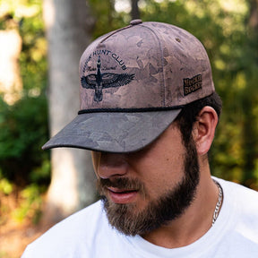 mucker bucket - duck hunt club swamp leaf hat side on model