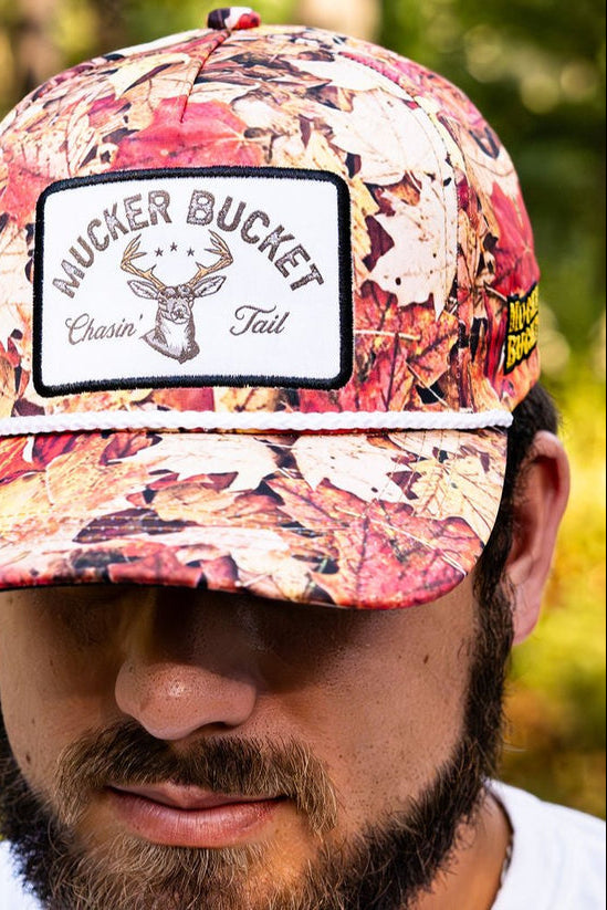mucker bucket - chasin' tail fall patch trucker hat