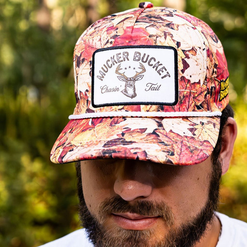 mucker bucket - chasin' tail fall patch trucker hat