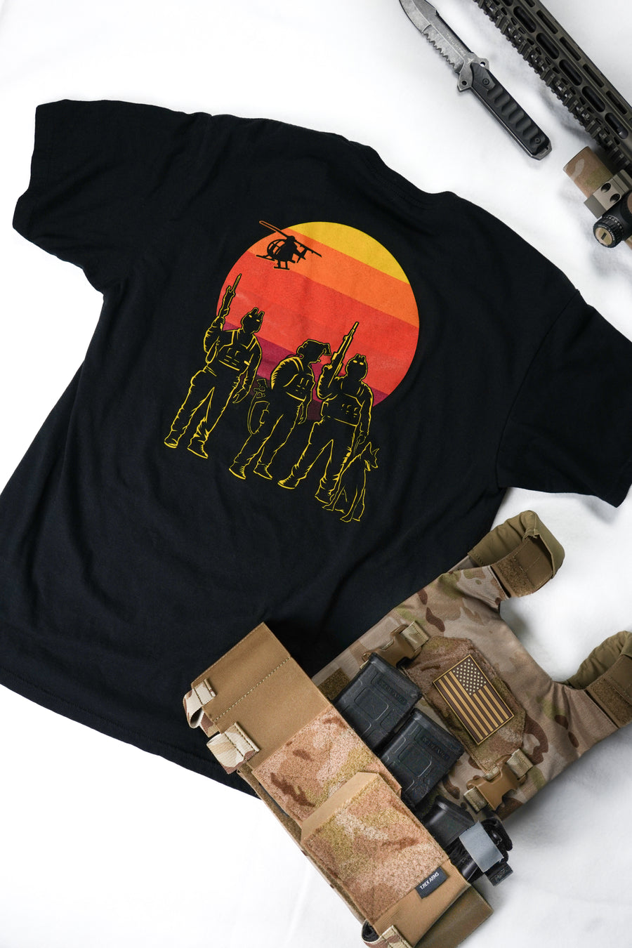 savage tacticians - unity sunset black tee shirt