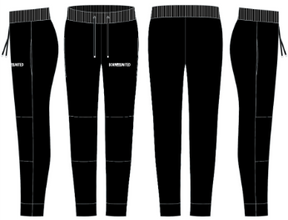 Men's Classic Premium Joggers | Stealth by Born United Private Label in black shown front, back, and side. Features elastic waist with drawstring, quick-dry fabric, white stitching, and UNDAUNTED text on left thigh.