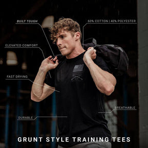 grunt style - strength through suffering training tee features