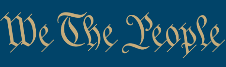 Born United Private Label’s We The People Challenge Coin features the phrase “We the People” in gold calligraphy set against a dark blue background.