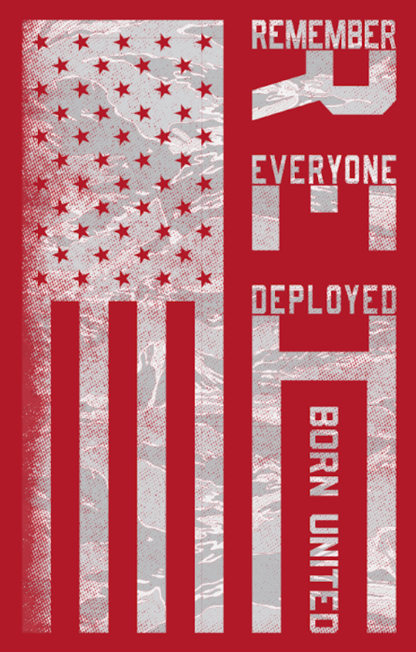 Introducing the RFV2 PVC Patch from Born United Private Label—a durable 3″x3″ 3D PVC patch featuring a stylized American flag with bold “Remember Everyone Deployed” and “Born United” text on a striking red and gray background. Designed with Velcro backing for easy attachment to your gear.