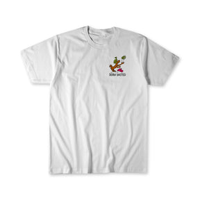 The Born United Private Label "Speak For The Free! Tee" is a white T-shirt with a small graphic of two green birds and “BORN UNITED” plus “I Speak for the Free” on the left chest.