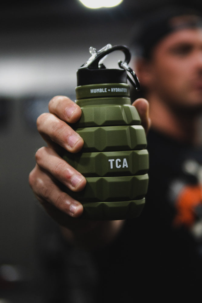 tango charlie - humble and hydrated grenade water bottle black