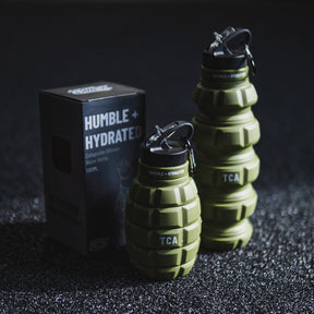 tango charlie - humble and hydrated water bottle grenade army green