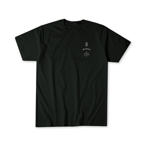The Unwavering Worship - Premium Oversized Tee by 13th is a black cotton shirt with minimalist white "WORN 13TH" text and symbols on the left chest—perfect for a stylish, oversized worship look.