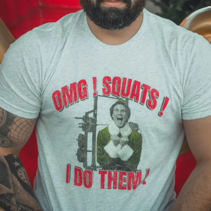 tango charlie - omg squats i do them t-shirt closeup