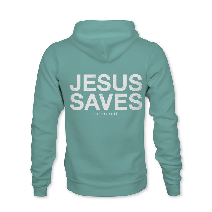 Jesus Saves Hoodie - Sea Foam