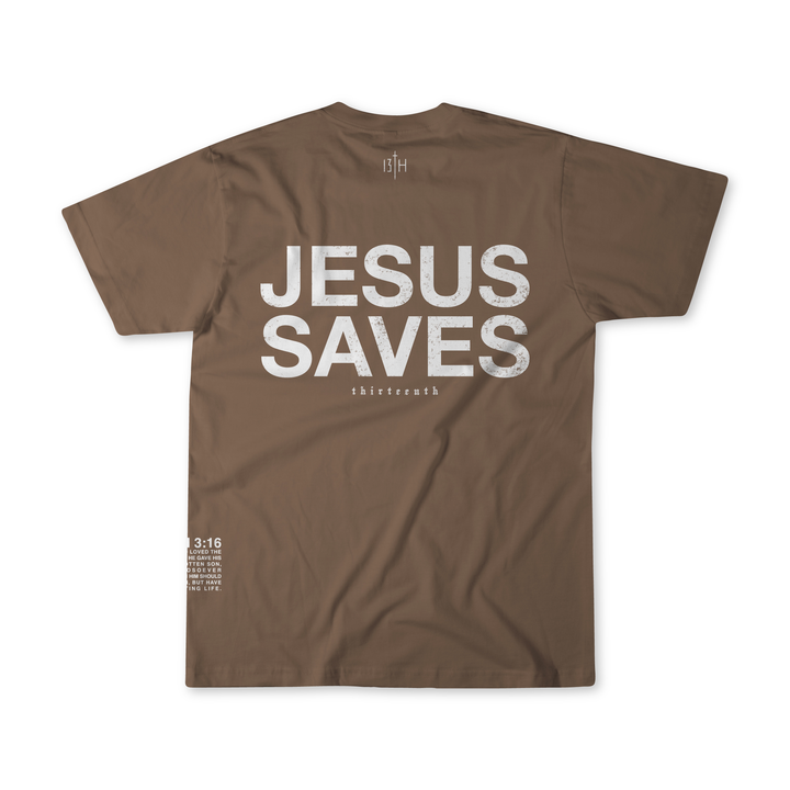 Jesus Saves Premium Tee - Espresso