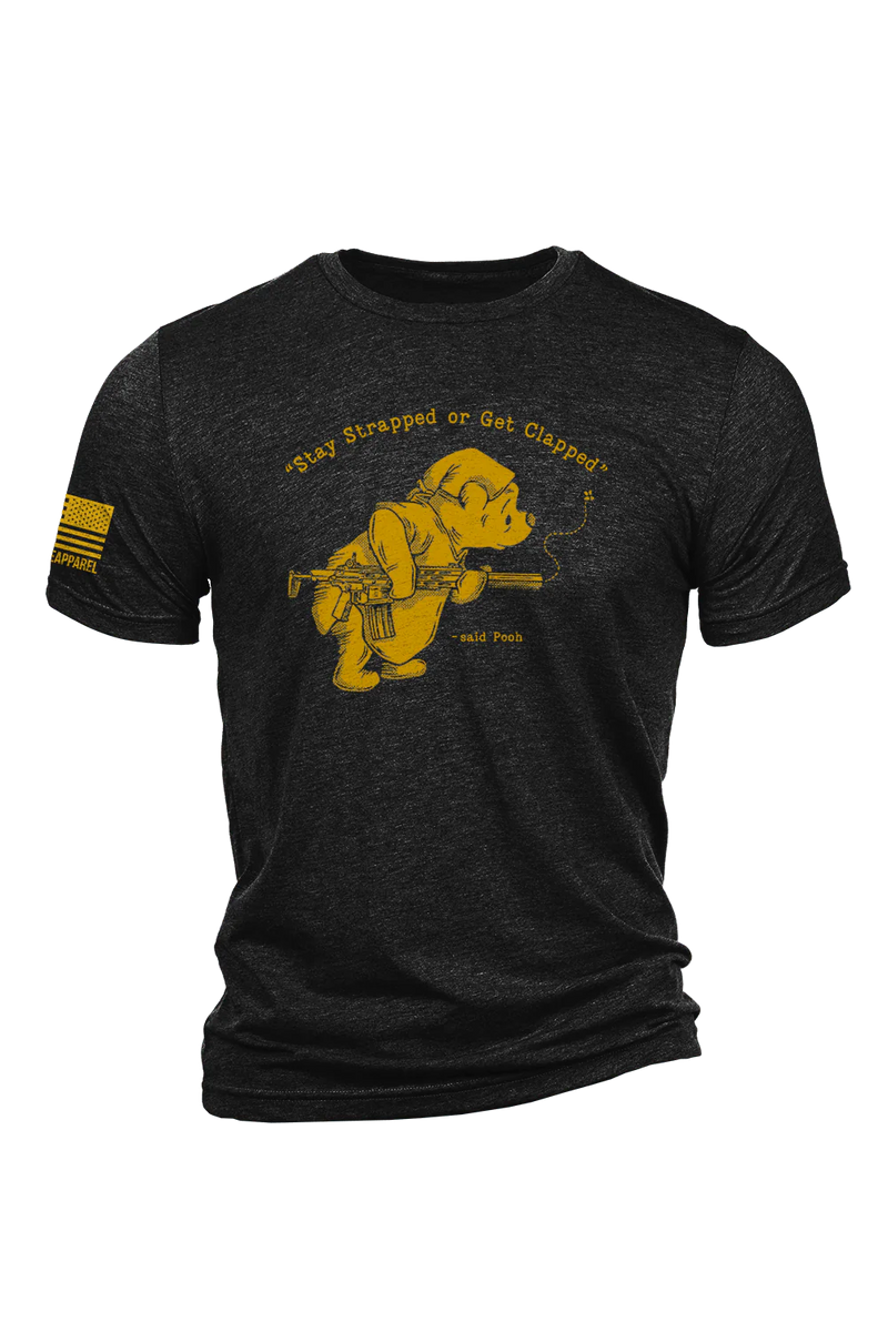 Stay Strapped or Get Clapped Tシャツ ブーさん Nine Line's Stay Strapped T-shirt - Charcoal Tri-Blend