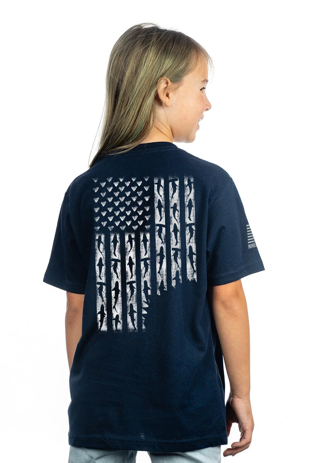 Youth Shark Flag T-Shirt- Midnight Navy