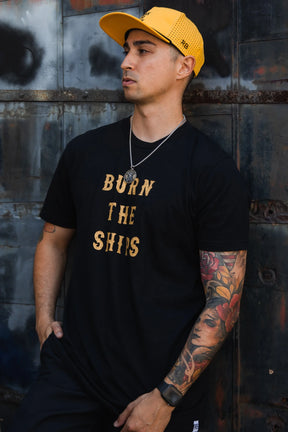 Burn The Ships Tee - Black and Gold Foil