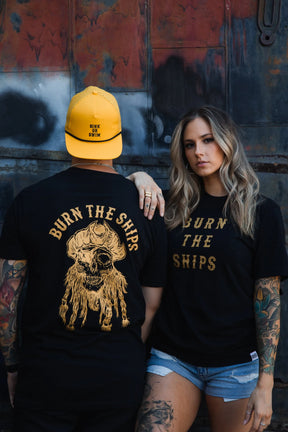 Burn The Ships Tee - Black and Gold Foil