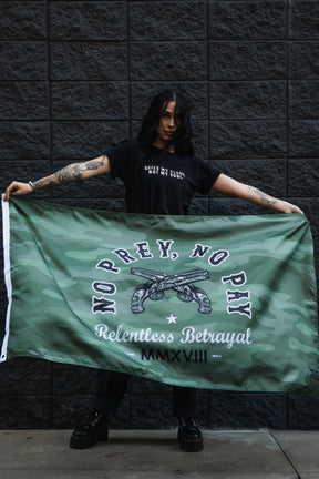 relentless betrayal - no prey, no pay camouflage flag