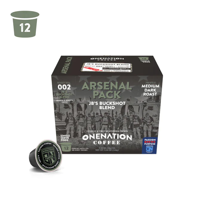 Arsenal 12 - Pack Coffee Pods - JB's Buckshot Blend - Med. Roast