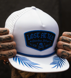 relentless betrayal - lost at sea whiteout snapback on model