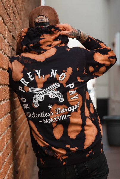Relentless Betrayal - No Prey, No Pay Bleach Wash Hoodie | Born United