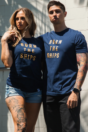 Burn The Ships Navy Gold Foil T-Shirt