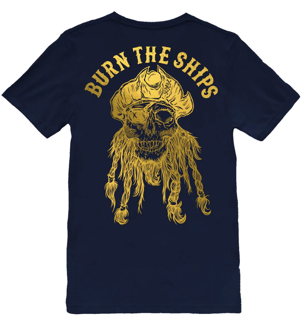 Burn The Ships Navy Gold Foil T-Shirt