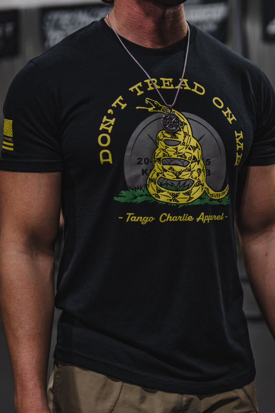 tango charlie - don't tread on me tee on male model
